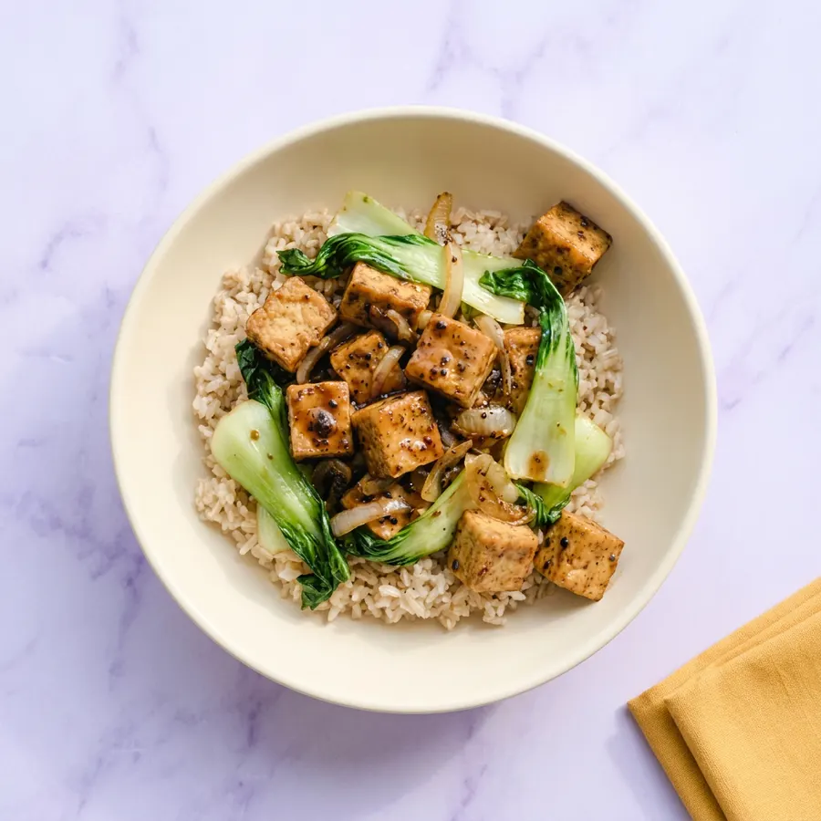 Black Pepper Tofu with Bok Choy