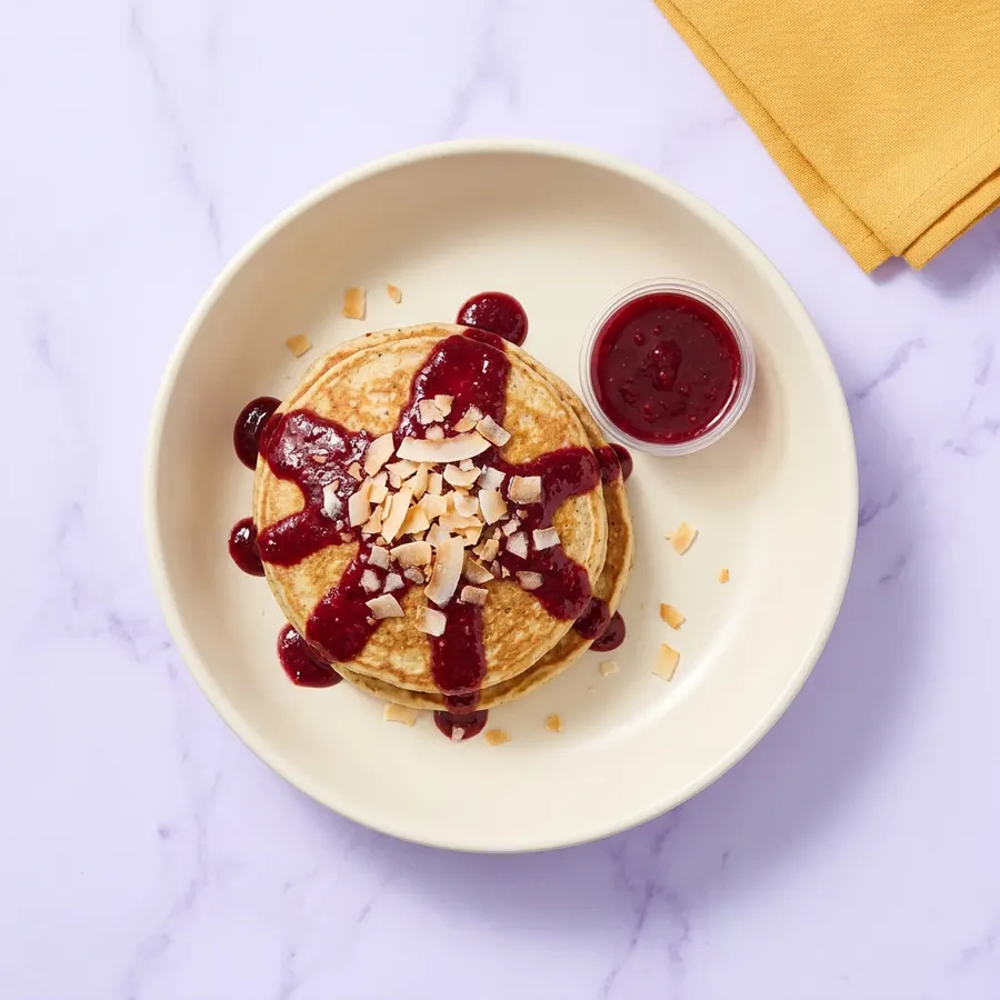Oats Banana Pancake with Raspberry Coulis