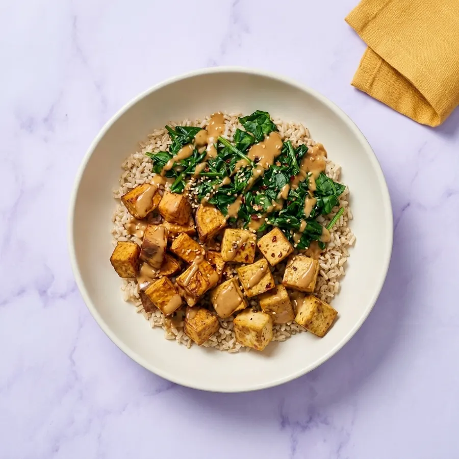Tofu Tahini Sweet Potato Bowl